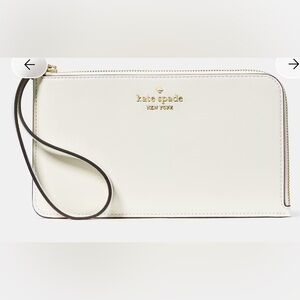 Kate Spade Lucy Crinkle Patent Medium L-Zip Wristlet Merinque NWT